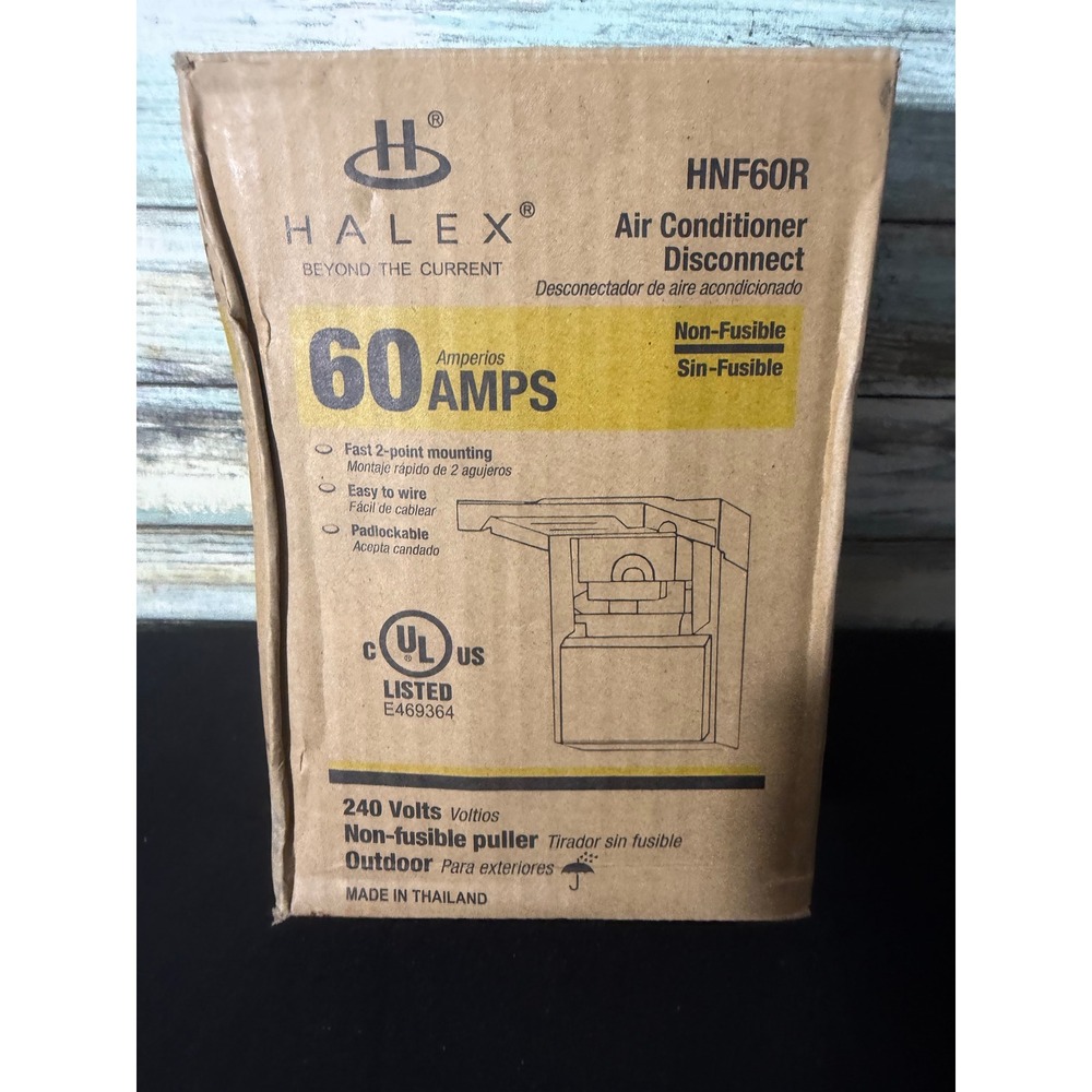 Halex Air Conditioner Disconnect HNF60R 60 Amp Grey NEW Non-Fusible Outdoor 240V